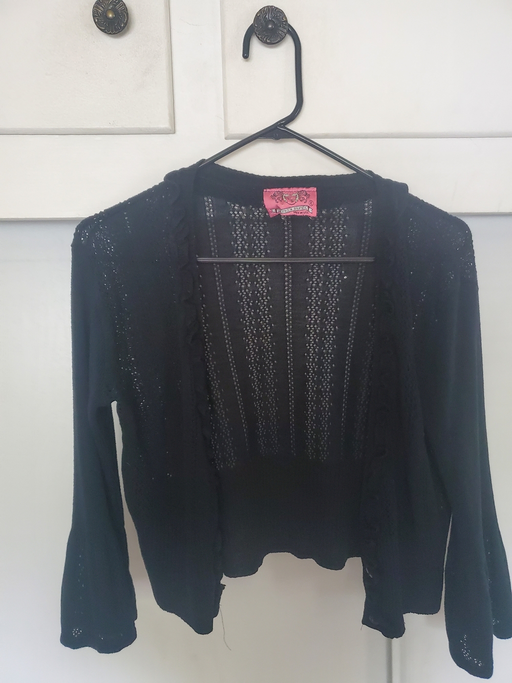 Women's Black Open-Front Knit Cardigan Sweater